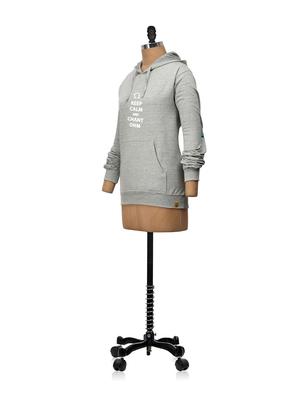 front pocket slogan hooded sweatshirt - 62513 - Standard Image - 2
