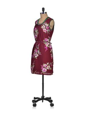 garden party maroon floral dress - 64186 - Standard Image - 2