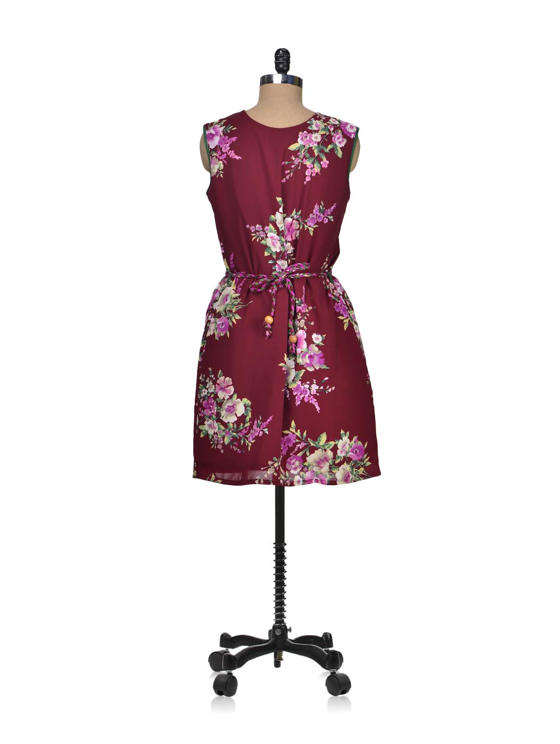 garden party maroon floral dress - 64186 - Zoom Image - 3