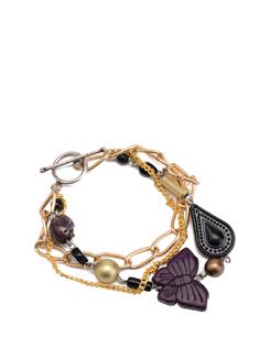 Purple, Gold and Black Chunky Charm Bracelet - Eesha Zaveri; Jewellery By Design