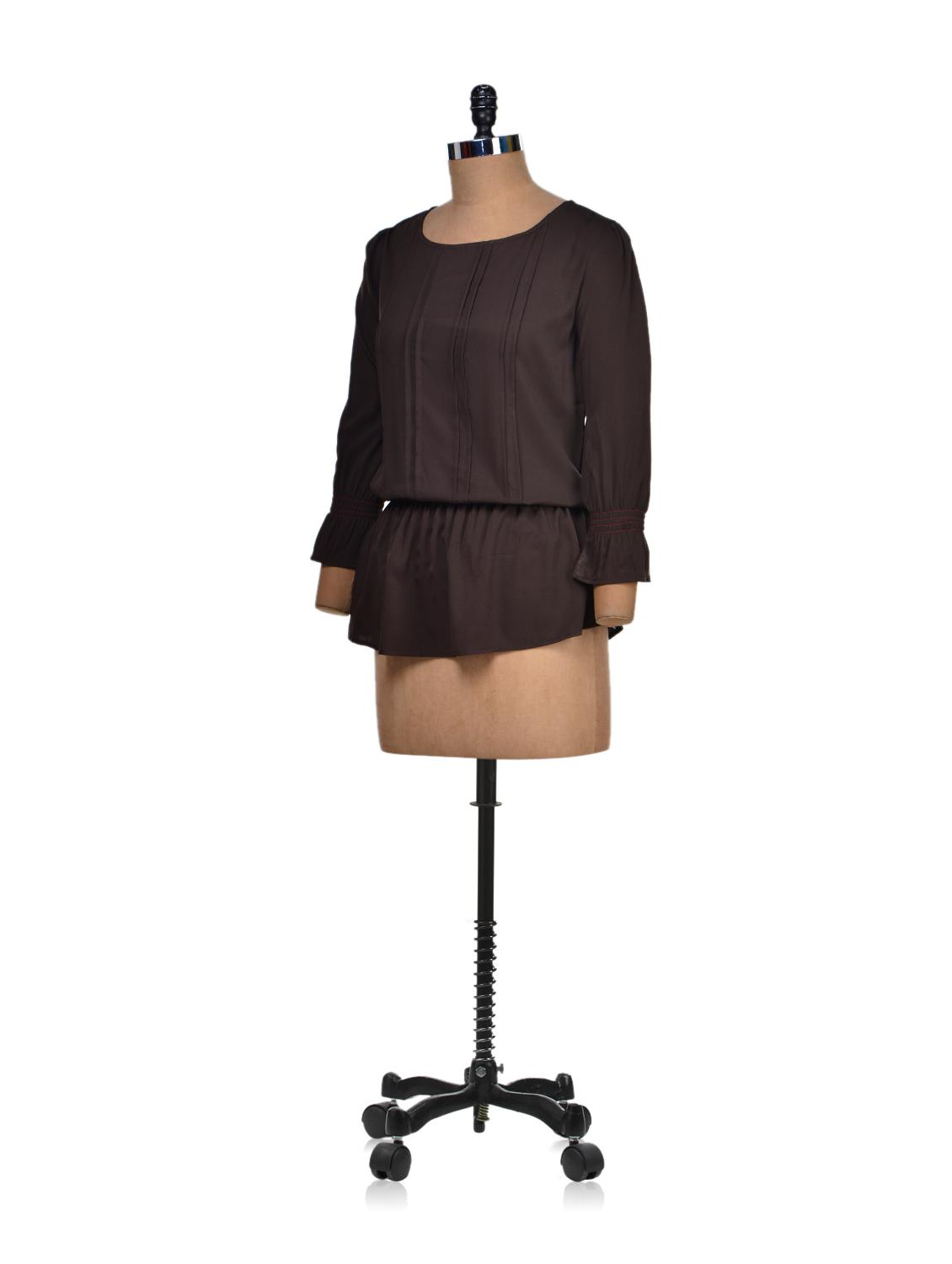 Brown Peplum Top - 66317 - Zoom Image - 2