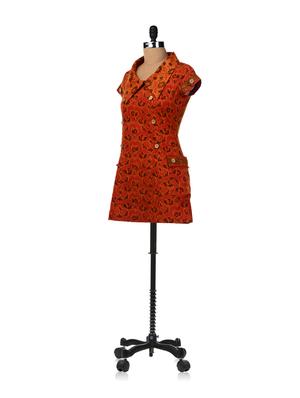 rust collared dress with big patch pockets at the side - 6796 - Standard Image - 2