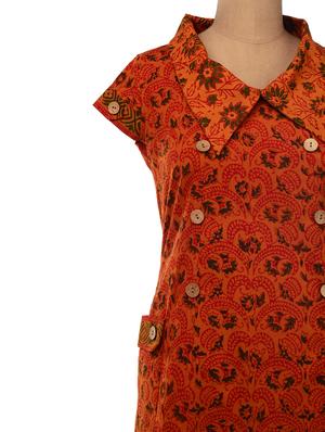 rust collared dress with big patch pockets at the side - 6796 - Standard Image - 4