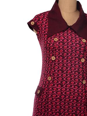 pink contrast collared dress with big patch pockets at the side - 6797 - Standard Image - 4