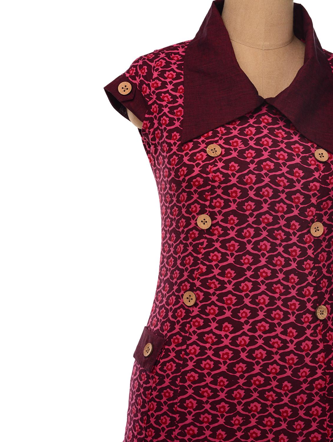 pink contrast collared dress with big patch pockets at the side - 6797 - Zoom Image - 4