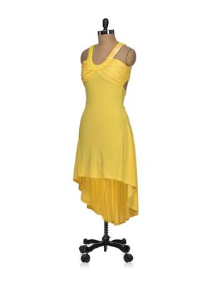Yellow Asymmetric Backless Dress - 69322 - Standard Image - 2