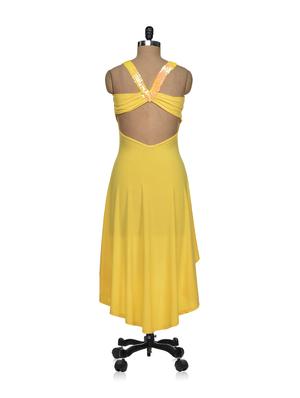 Yellow Asymmetric Backless Dress - 69322 - Standard Image - 3