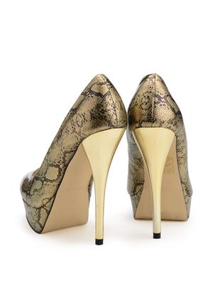 snakeskin print gold pumps - 7248 - Standard Image - 3