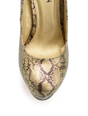 snakeskin print gold pumps - 7248 - Standard Image - 4