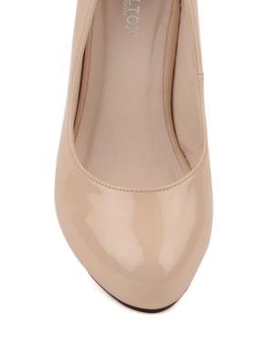 Glossy Nude Wedge Pumps - 7262 - Standard Image - 4