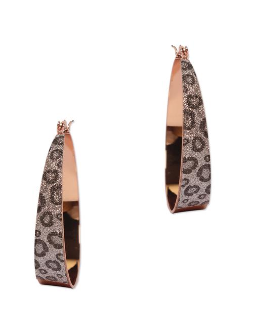 Round Motif Brown Printed Earrings - 74969 - Very Small Image - 1