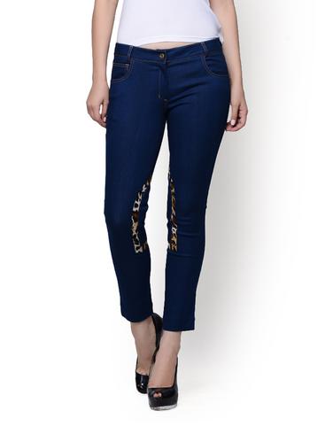 Cotton Denims With Animal Print Knee Patches - 77370 - Very Small Image - 1