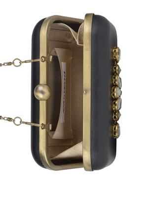 crystal embellished matte black box clutch - 77625 - Standard Image - 3