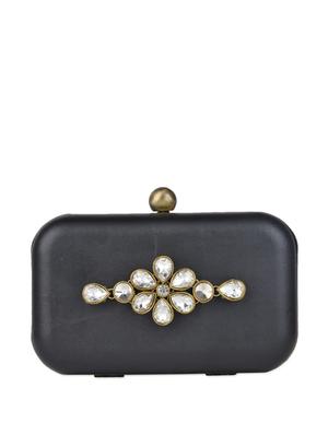 crystal embellished matte black box clutch - 77625 - Standard Image - 5