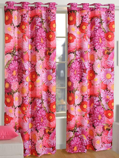 pink floral print curtain set - 82308 - Standard Image - 1