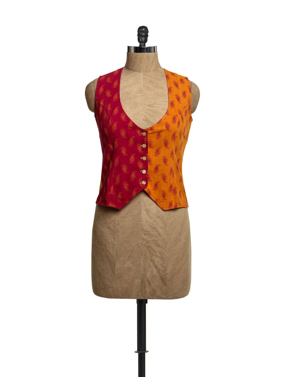 Buy Ethnically Indian Dyed Cotton Waistcoat for Women from Desi Weavess