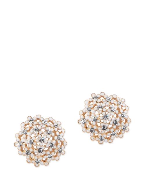 White flowers cluster stud earrings - 852684 - Very Small Image - 1