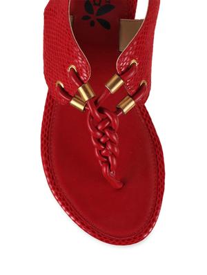 stylish red braided strap flats - 854462 - Standard Image - 5
