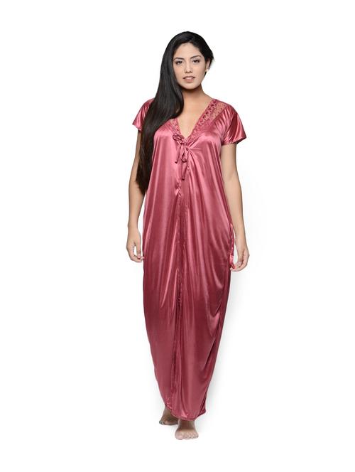 satin pink nighty and robe set - 85712 - Standard Image - 1