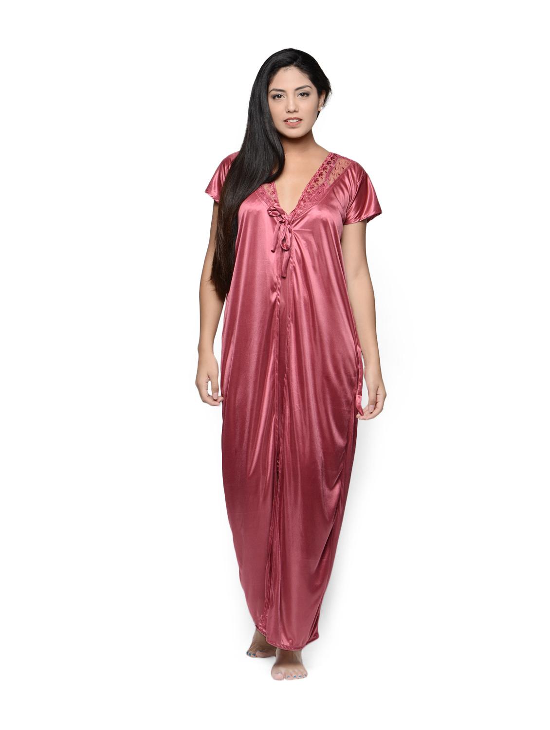 satin pink nighty and robe set - 85712 - Zoom Image - 1