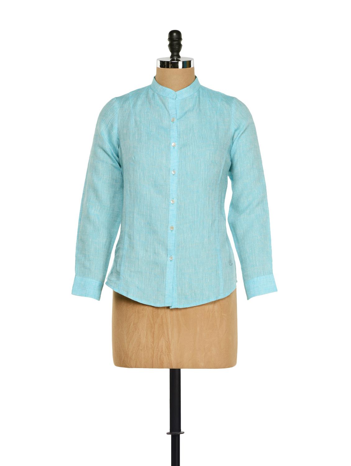 sky blue linen shirt - 859502 - Zoom Image - 1