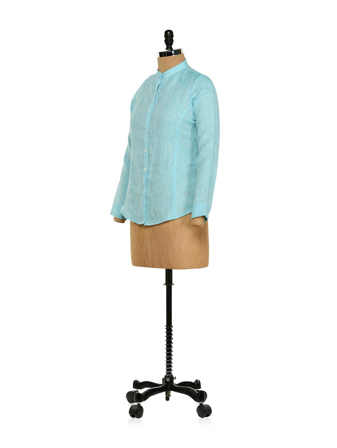 sky blue linen shirt - 859502 - Zoom Image - 2