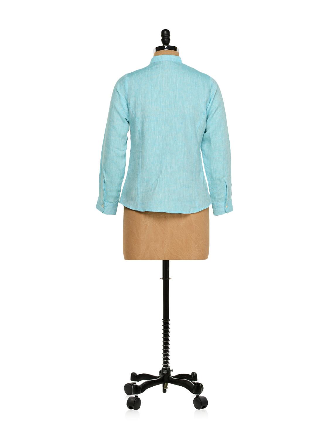 sky blue linen shirt - 859502 - Zoom Image - 3