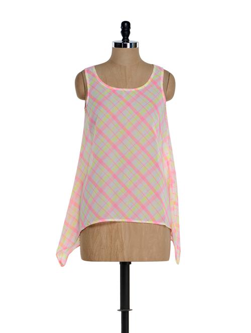 Neon check chiffon top - 861610 - Very Small Image - 1