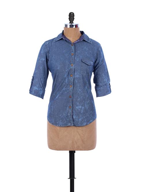 Indigo Blue Chic Shirt - 863216 - Very Small Image - 1