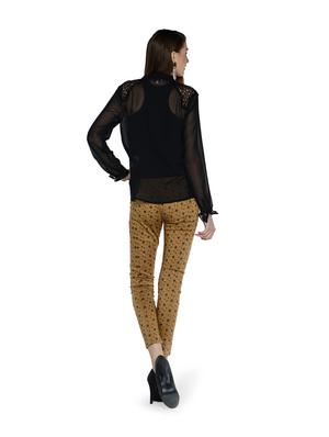 Printed Brown Cotton Satin Jeggings - 864170 - Standard Image - 4