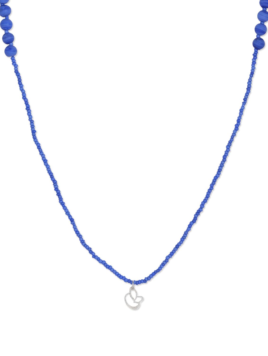 blue glass bead necklace with a silk thread - 888434 - Zoom Image - 1