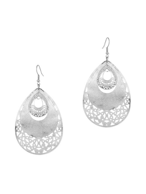 Shimmering Silver Color Dangler Earrings On Alloy - 889832 - Very Small Image - 1