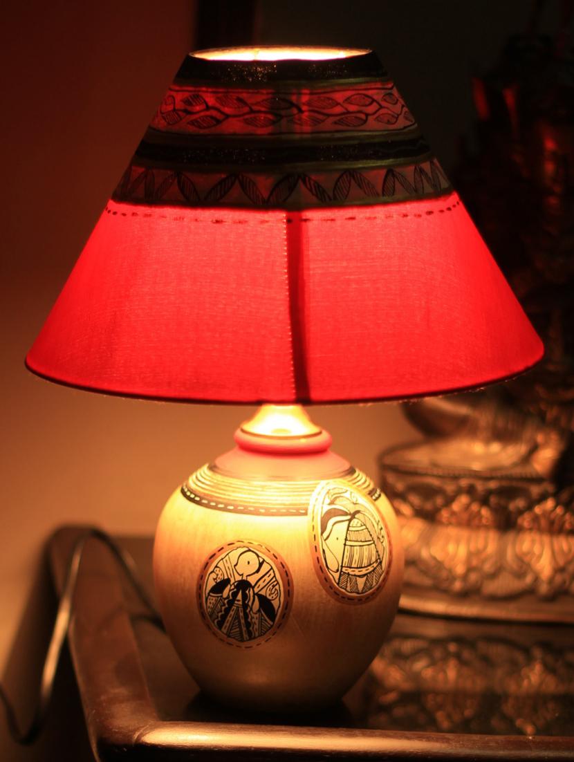 terracotta madhubani hand painted lamp - 891293 - Zoom Image - 1