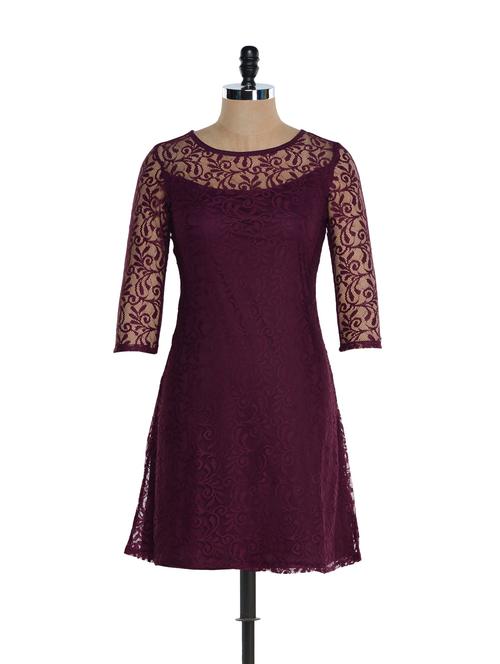 burgundy lace a line dress - 894293 -  Standard Image - 0