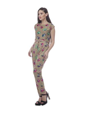 beige owl print pants - 894335 - Standard Image - 2