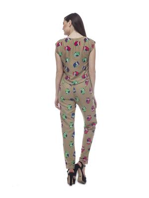 beige owl print pants - 894335 - Standard Image - 3