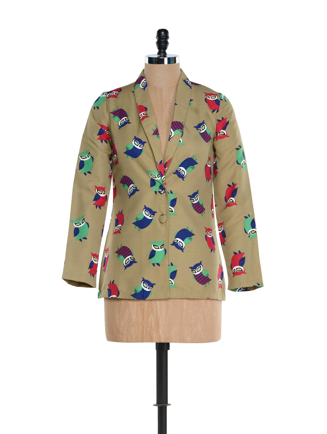 owl print polyester waistcoat - 894342 - Zoom Image - 1