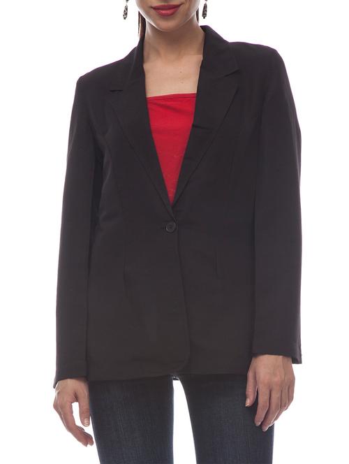 Black poly crepe formal blazer - 894347 - Standard Image - 1