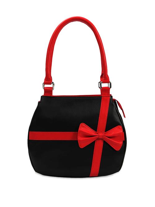 feminine black handbag with red bow and straps - 899208 - Very Small Image - 1