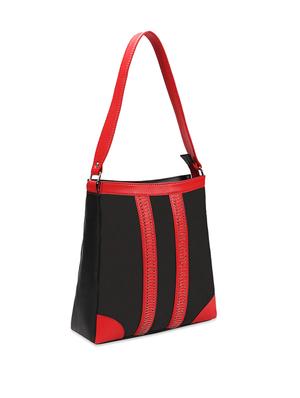 lovely black leather handbag with red straps - 899215 - Standard Image - 5