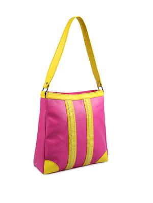 dazzling pink tote with gorgeous yellow straps - 899216 - Standard Image - 5