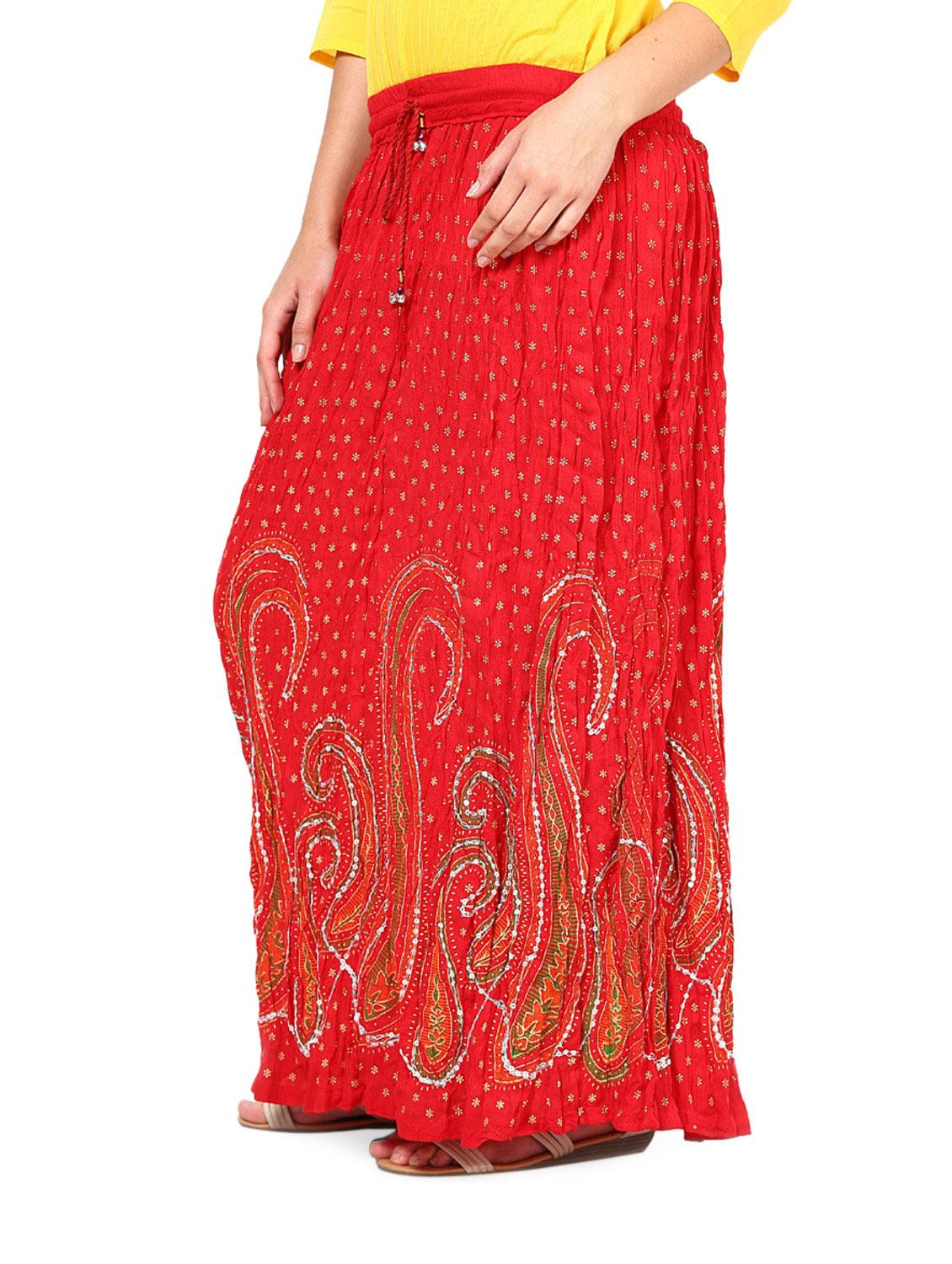 red jaipuri print maxi skirt - 899872 - Zoom Image - 2