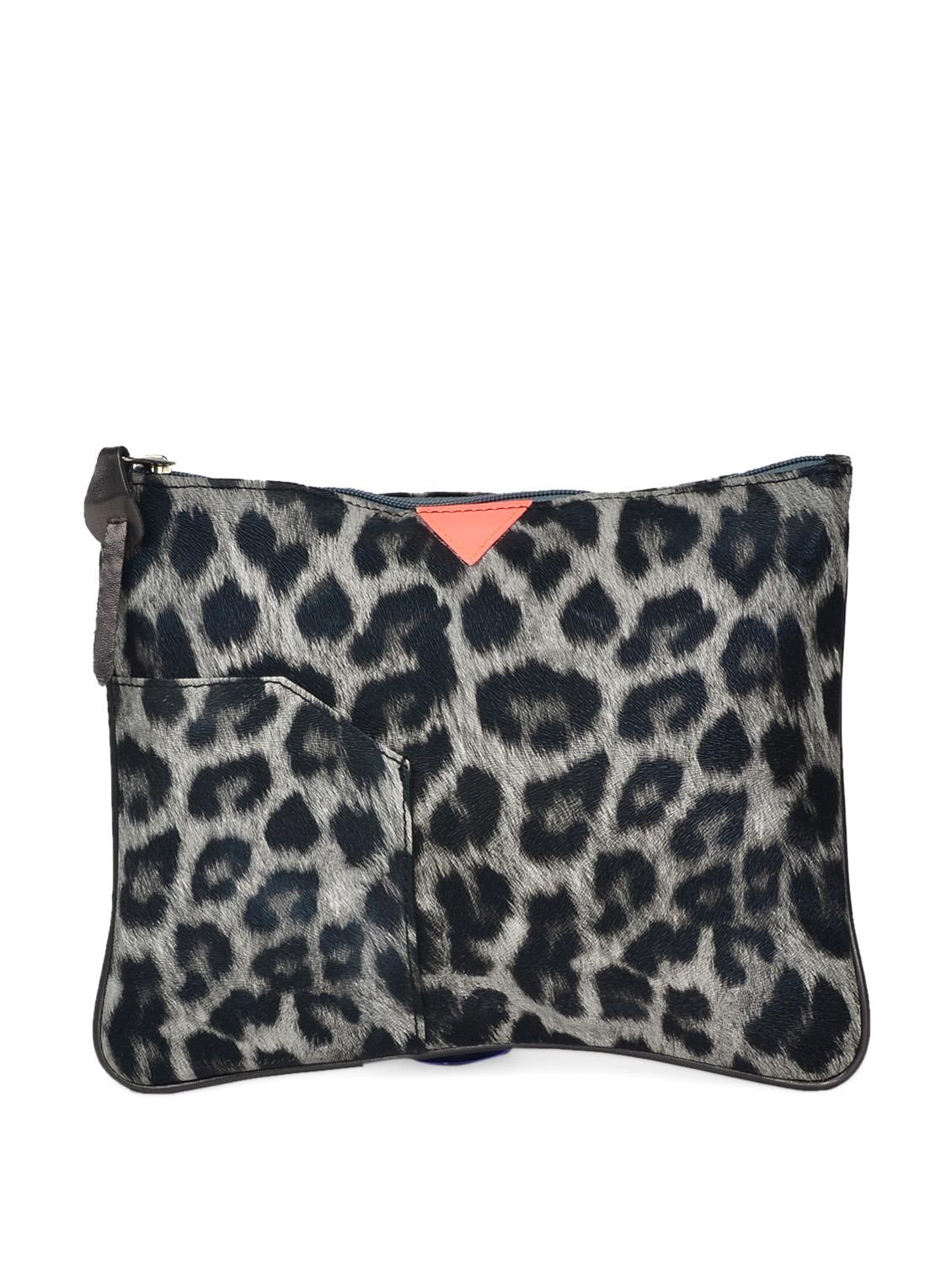 black and grey leopard print medium pouch - 905461 - Zoom Image - 1