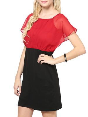 red and black ruffled sleeved dress - 905545 - Standard Image - 2