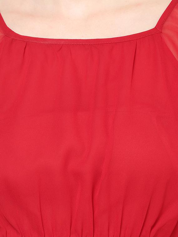 red and black ruffled sleeved dress - 905545 - Zoom Image - 4