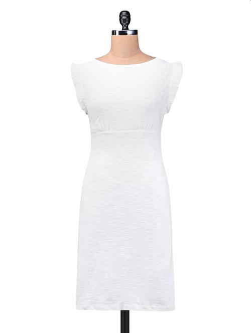 Solid White Cotton Dress - 909176 - Very Small Image - 1