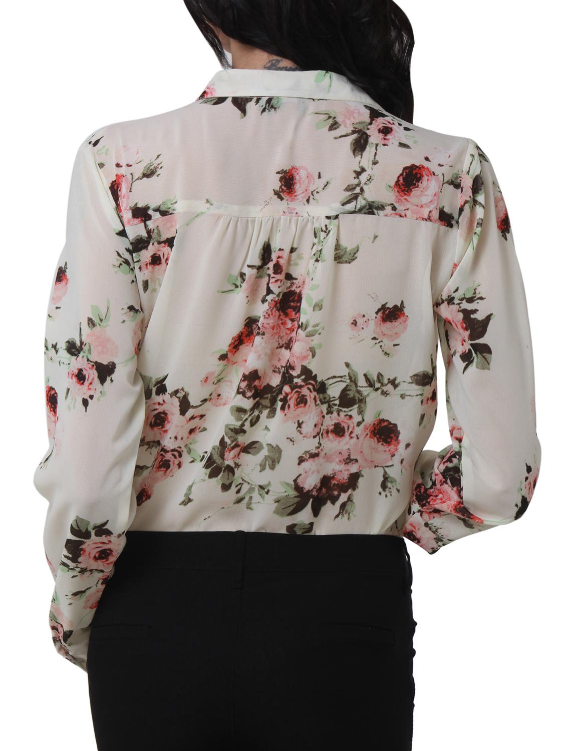 gather detail floral shirt - 909982 - Zoom Image - 3