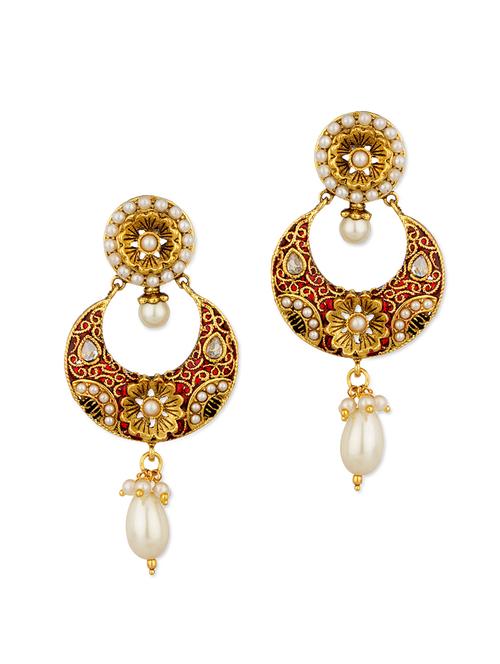 Lovely Gold Plated Dangler Earrings - 916608 - Very Small Image - 1