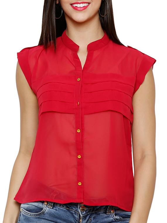 graceful red georgette shirt - 920503 - Zoom Image - 1