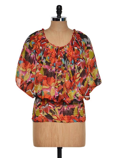 floral poncho style top - 922221 - Standard Image - 1